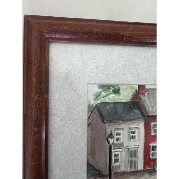 Watercolor Farmhouse Signed A France 96’ Lampost